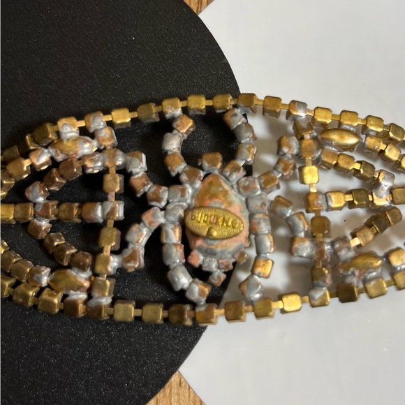 SOLD! Vintage 1930s Czech Uranium Glass Bijoux M.G. Spider Bracelet - Picture 11 of 12